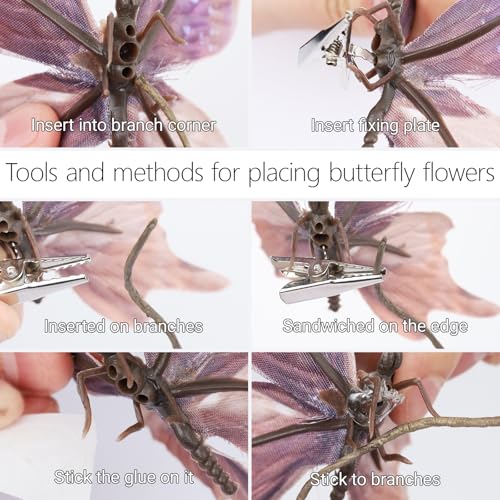 Wolpark 5 Pcs DIY Butterfly Decorations 5 Butterfly Branches with 30 Fake Butterflies for Crafts Faux Stems for Valentine's Day Vase Filler Bouquets Home Decorations Mother's Gift Table Decor (Pink) - Image 3