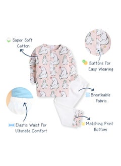 Polka Tots Polka Tots Full Sleeves Night Wear Bear Kurta Pyjama - White  - Image 5