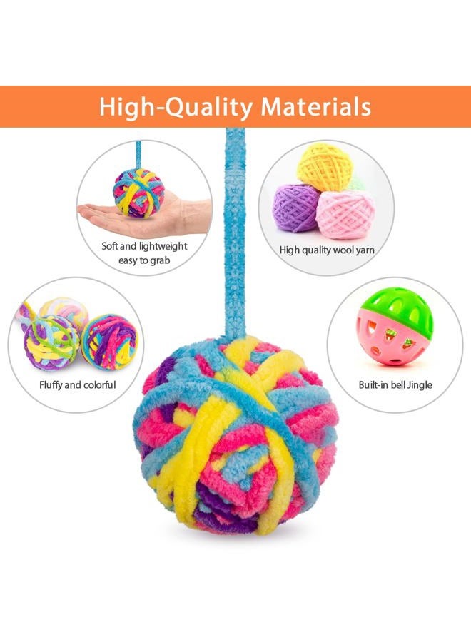 Retro Shaw Woolen Cat Toy Balls with Bell and Fuzzy Balls, Interactive Toys for Indoor Cats and Kittens, Chew Toys, 6 Pack - Image 3
