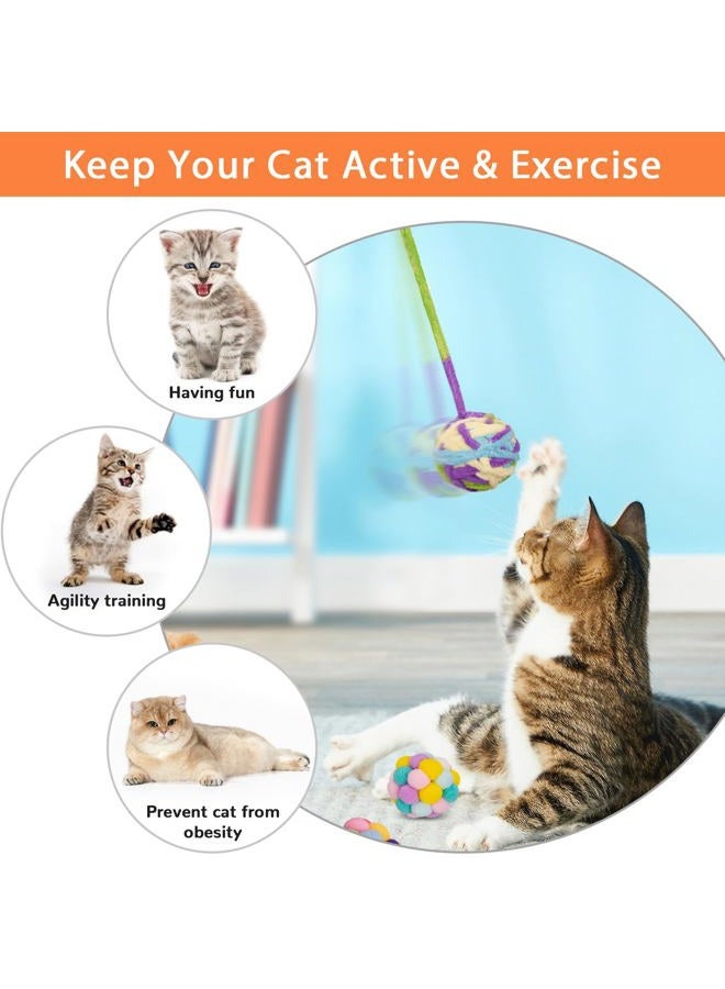 Retro Shaw Woolen Cat Toy Balls with Bell and Fuzzy Balls, Interactive Toys for Indoor Cats and Kittens, Chew Toys, 6 Pack - Image 4