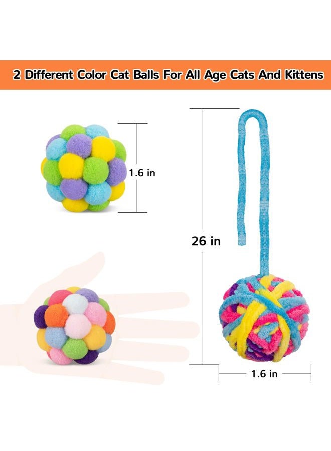 Retro Shaw Woolen Cat Toy Balls with Bell and Fuzzy Balls, Interactive Toys for Indoor Cats and Kittens, Chew Toys, 6 Pack - Image 5