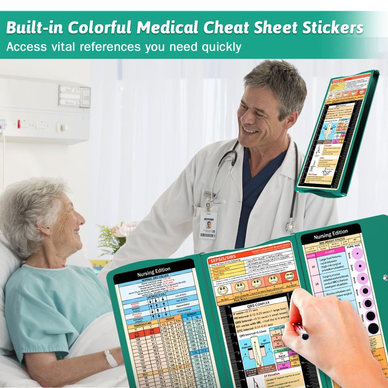 Trustnice Nursing Clipboard Foldable Clipboard Medical: Edition Cheat Sheets Aluminum 3 Layers Foldable Clipboards Nursing Pocket Size Profile Clip Nurse Clipboards Notepad for Nurses Students and Doctors - Image 3