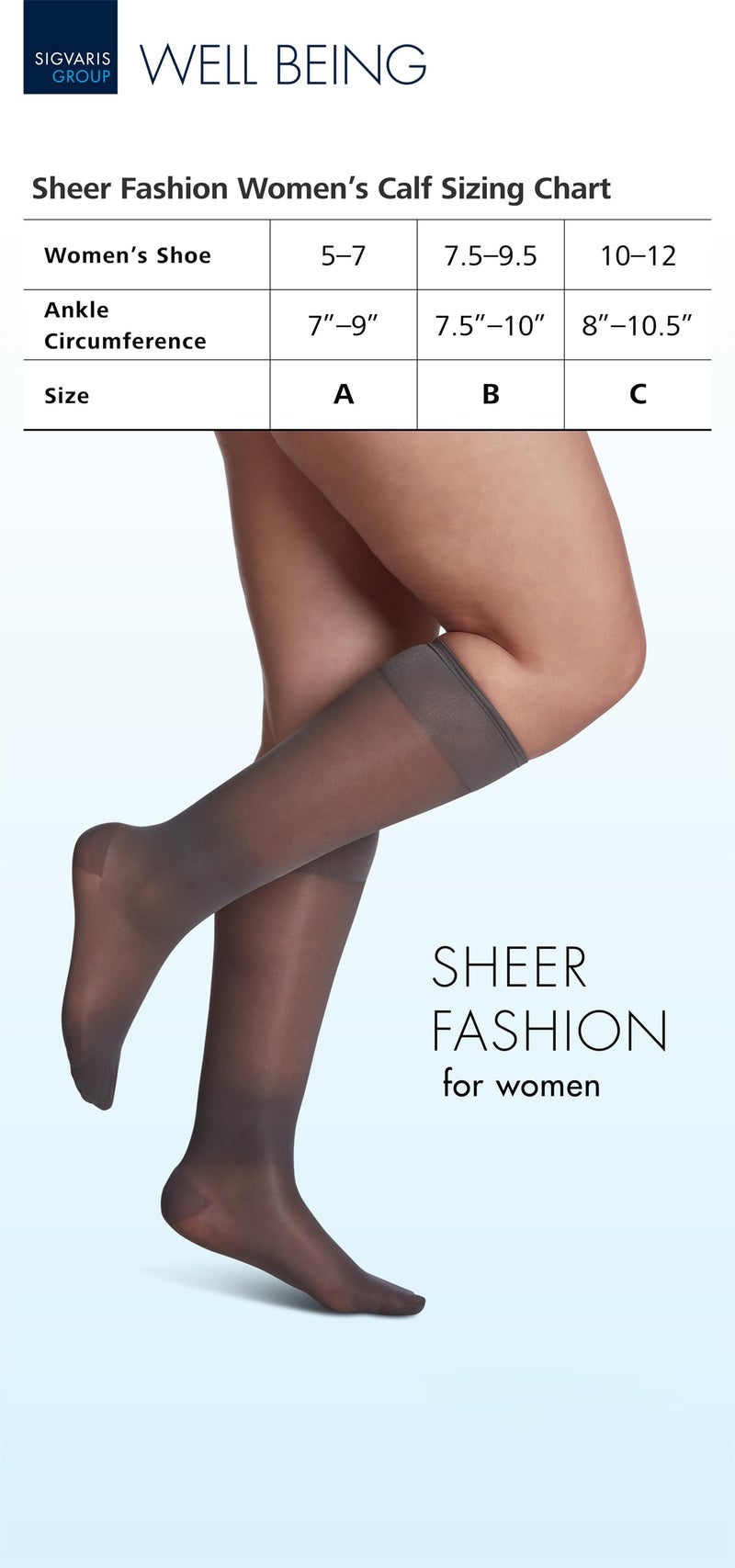 SIGVARIS Women's Sheer Fashion Closed Toe Calf Height - 15-20mmHg Weight Compression Hose - Lightweight & Breathable in Soft Stretch Fabric for Comfortable Everyday Wear - Golden - B (Medium) - Image 4