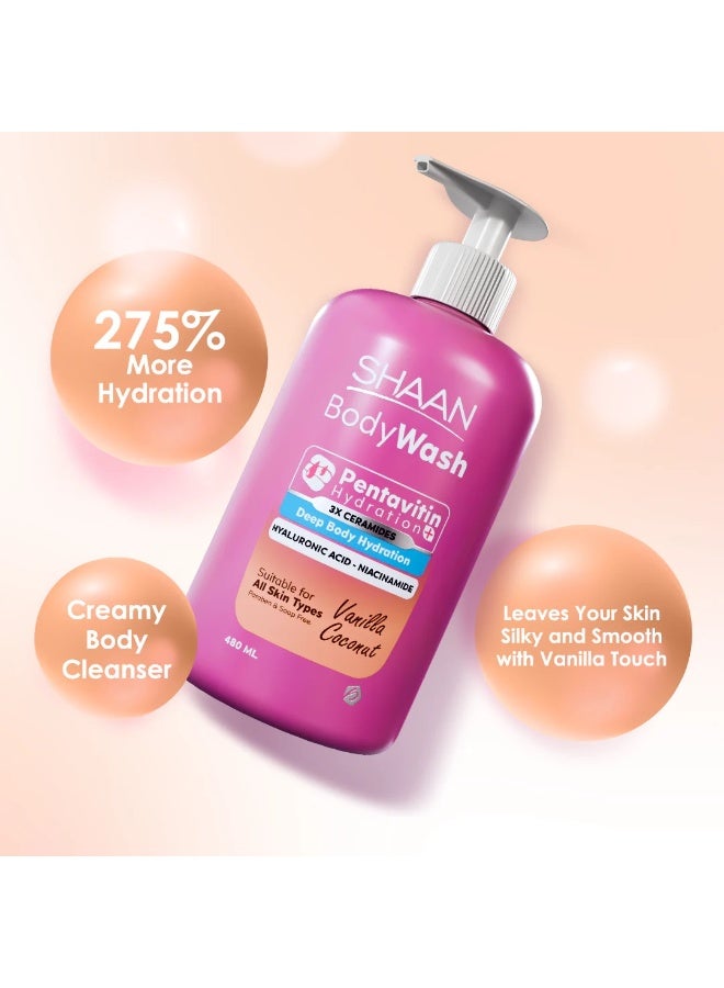 شان غسول الجسم المرطب بنكهة الفانيليا وجوز الهند 480 مل - Image 4