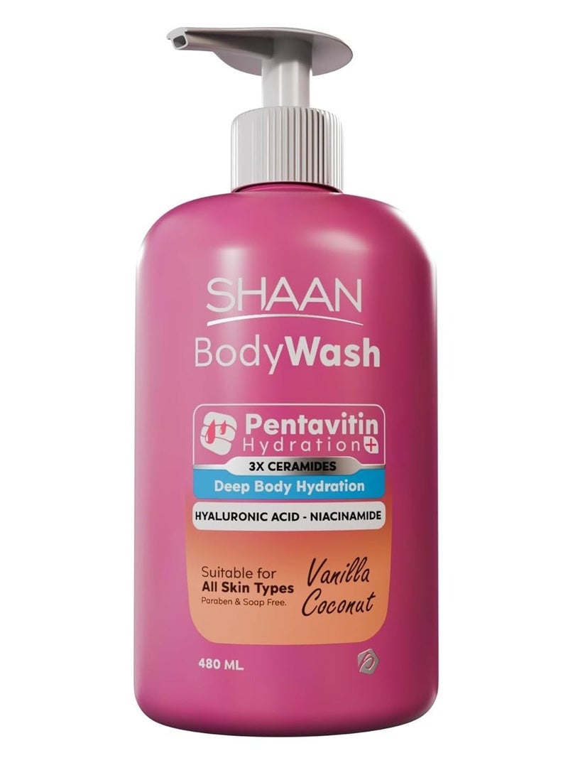 شان غسول الجسم المرطب بنكهة الفانيليا وجوز الهند 480 مل - Image 1