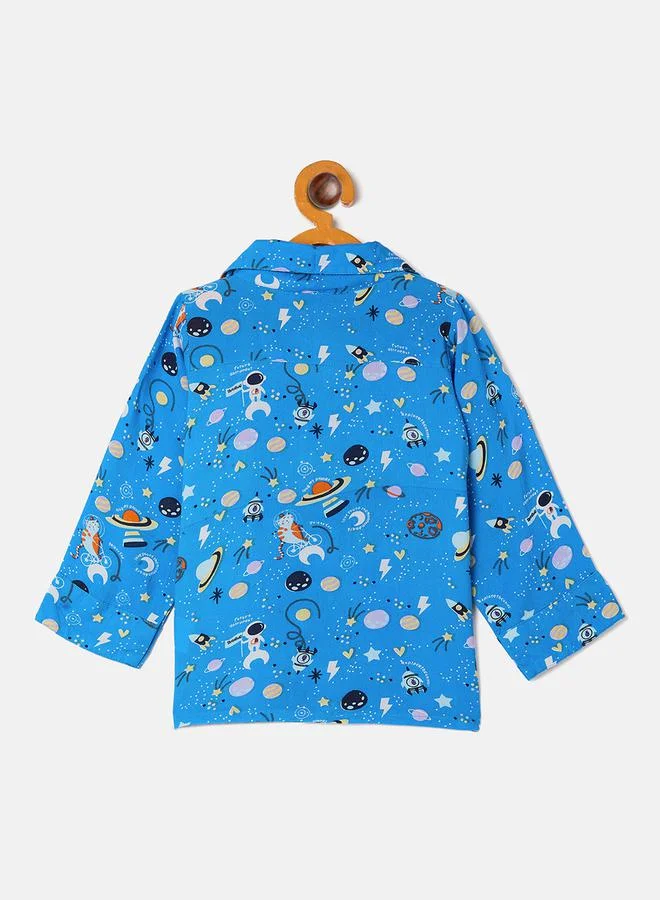 Stylo Bug Stylo Bug Space Printed Shirt and Pyjama Set
