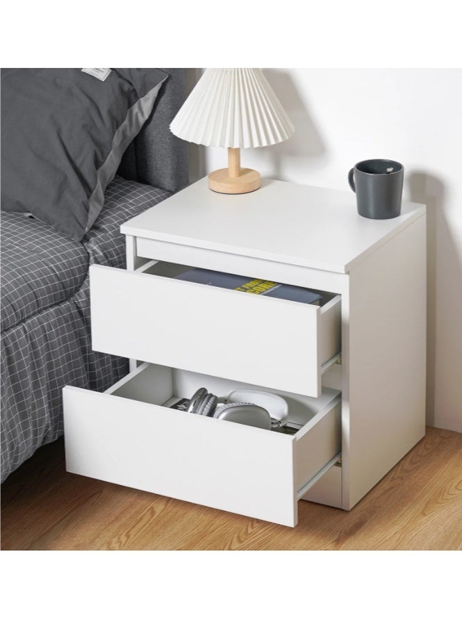 Reobrix طاولة جانبية عصرية بدرجين، طاولة جانبية لغرفة النوم، طاولة جانبية ريفية، طاولة جانبية بسيطة، طاولة قهوة، طاولة جانبية صغيرة عصرية، طاولة جانبية للتخزين لغرفة المعيشة، غرفة النوم، 40 × 30 × 41 سم، لون أبيض - Image 3