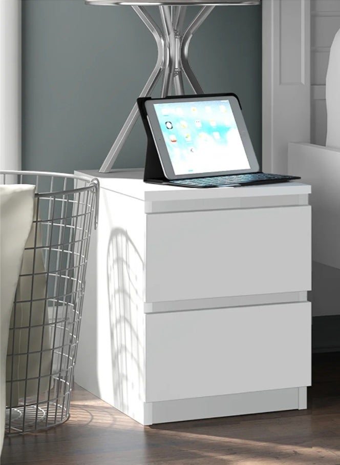 Reobrix طاولة جانبية عصرية بدرجين، طاولة جانبية لغرفة النوم، طاولة جانبية ريفية، طاولة جانبية بسيطة، طاولة قهوة، طاولة جانبية صغيرة عصرية، طاولة جانبية للتخزين لغرفة المعيشة، غرفة النوم، 40 × 30 × 41 سم، لون أبيض - Image 2