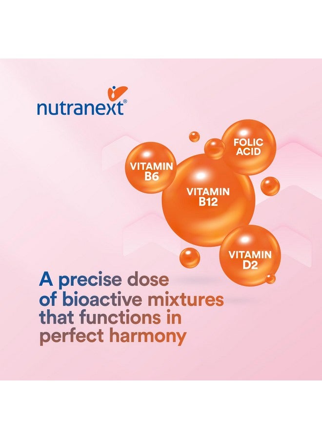 nutranext مكمل فيتامين ب12 من نوترا نكست® - مزيج من فيتامين ب12، ب6، د2 وحمض الفوليك - 60 قرص قابل للمضغ، بنكهة الفراولة - يدعم الطاقة وصحة الأعصاب - Image 2