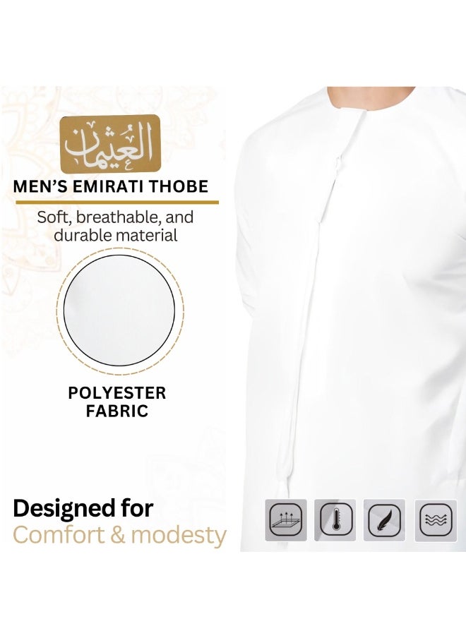 Al othaiman Men’s Emirati Thobe | Premium Hand-Stitched Kandura | Traditional Arabic Dishdasha for Men | Elegant Middle Eastern Jubba in Soft Fabric  - Image 3