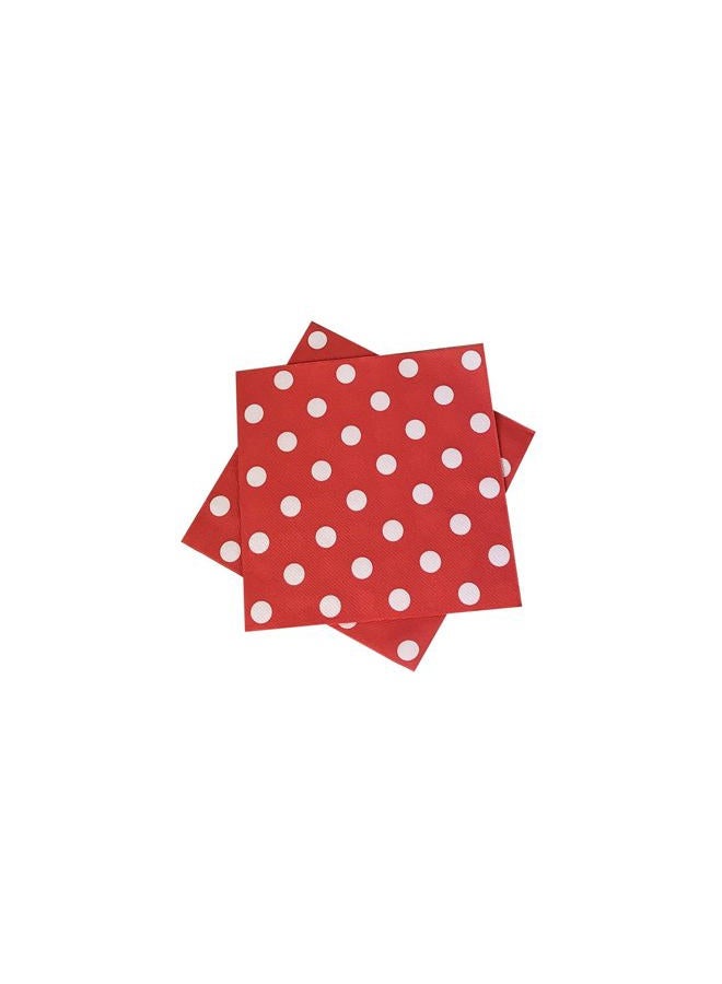 AYAROS 40pcs RED Polka Dots Guest Disposable Dinner Napkins Paper Hand Easter Cocktail Picnic Napkins for Wedding Baby Shower Birthday Graduation Party Supply 6.5" - Image 3