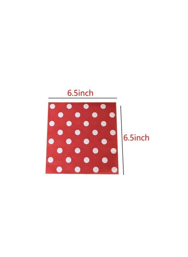 AYAROS 40pcs RED Polka Dots Guest Disposable Dinner Napkins Paper Hand Easter Cocktail Picnic Napkins for Wedding Baby Shower Birthday Graduation Party Supply 6.5" - Image 2