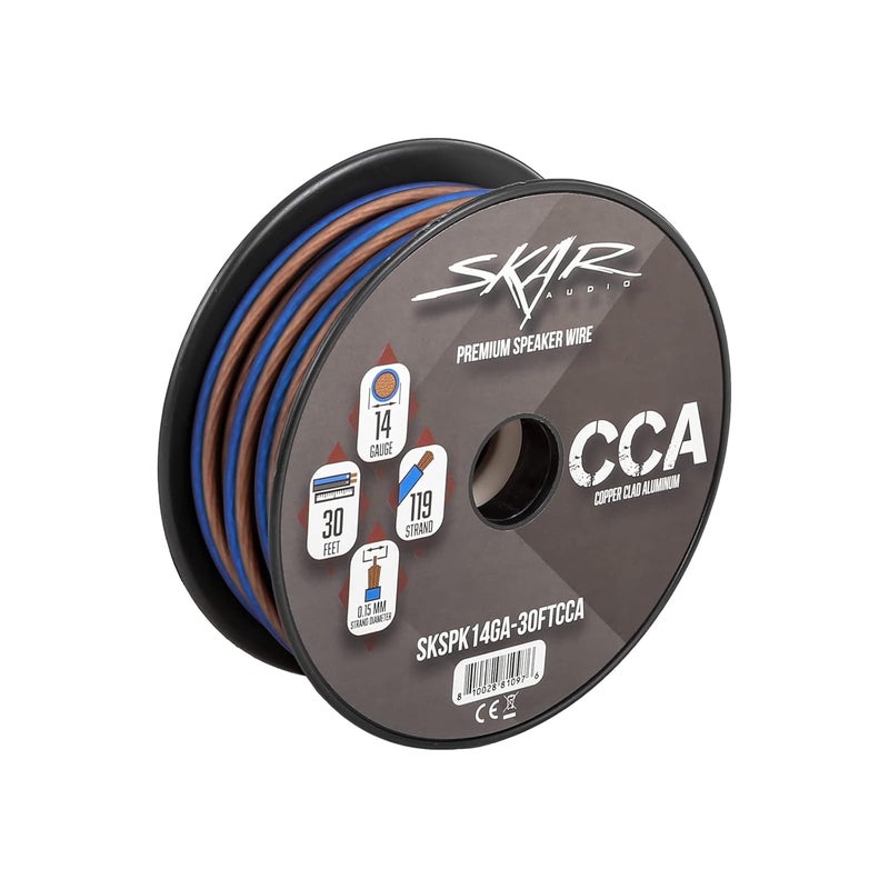 SKAR AUDIO 14 Gauge AWG Audio Speaker Wire - 30 Feet (Blue/Brown) - Image 2