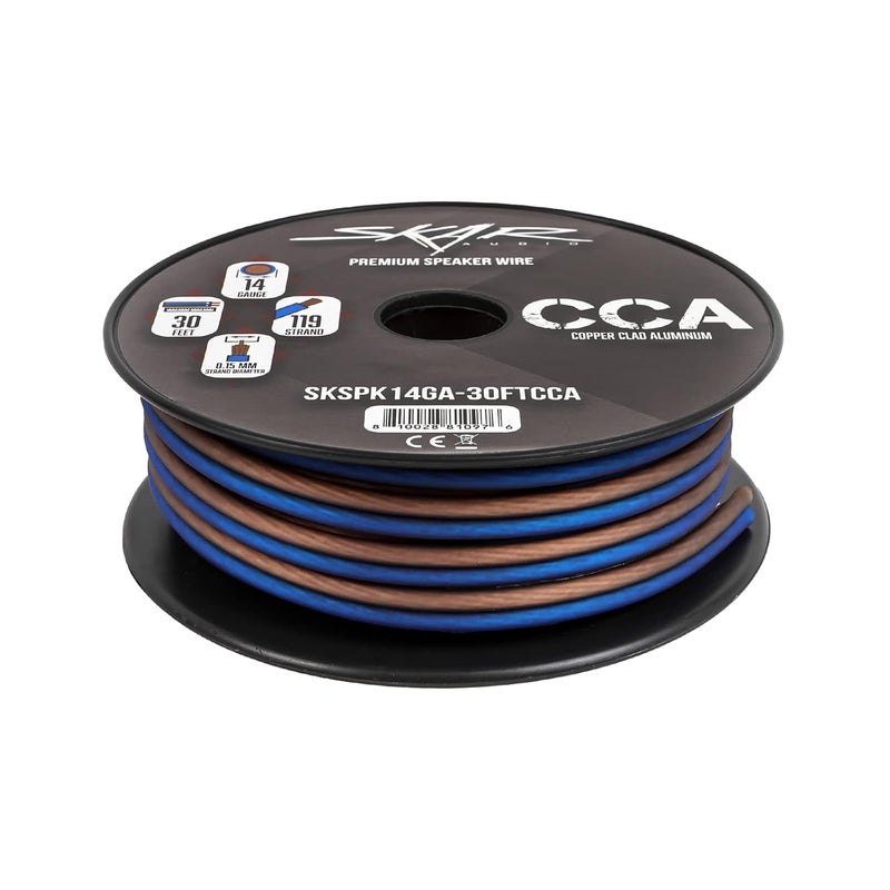 SKAR AUDIO 14 Gauge AWG Audio Speaker Wire - 30 Feet (Blue/Brown) - Image 3