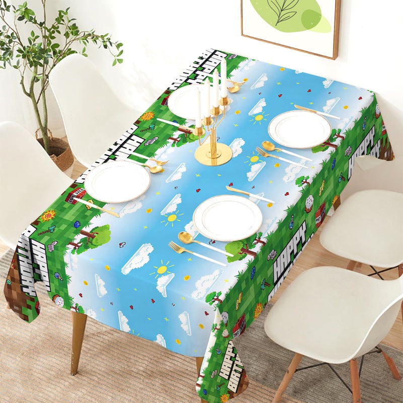 WAHA-GG 3 Pack Video Game Tablecloth,Plastic Disposable Gaming Theme Tablecloth, Retro Pixel Art Block Design, Vibrant 8-Bit Square Patterns for Kids Birthday Party,54 * 108 inch. - Image 4