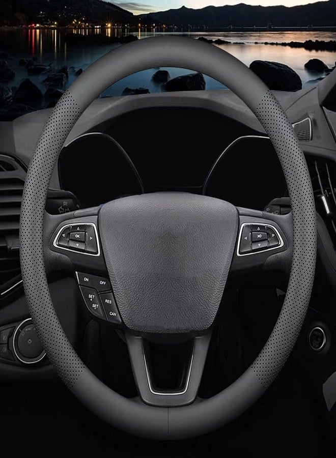 HAOTULE Nappa Leather Slim and Stylish Steering Wheel Cover, for Ford Steering Wheel Cover Accessories Interior Modification, Black - Image 1