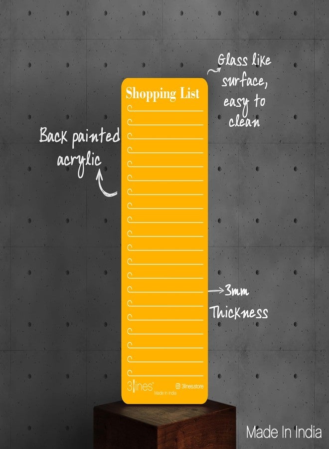 3 Lines Shopping List Fridge Magnet with Marker|Smart Planning & Shopping for Family, Working Professionals|to Do List| Acrylic Magnetic Notepad for Kitchen Organisation|12x24 cms|Papaya Color|Large - Image 4