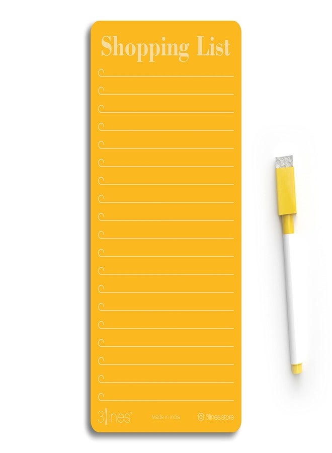 3 Lines Shopping List Fridge Magnet with Marker|Smart Planning & Shopping for Family, Working Professionals|to Do List| Acrylic Magnetic Notepad for Kitchen Organisation|12x24 cms|Papaya Color|Large - Image 1