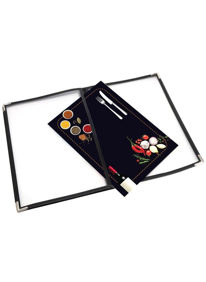 JAPCHET 4 Pack 8.5 X 11 Inch Menu Covers, Restaurant Menu Holder Covers 4 Page 8 View Menu Book Clear Plastic Menu Sleeves with Leather Edge Menu Covers for Restaurants, Hotels and Bars, A4 Size - Image 5