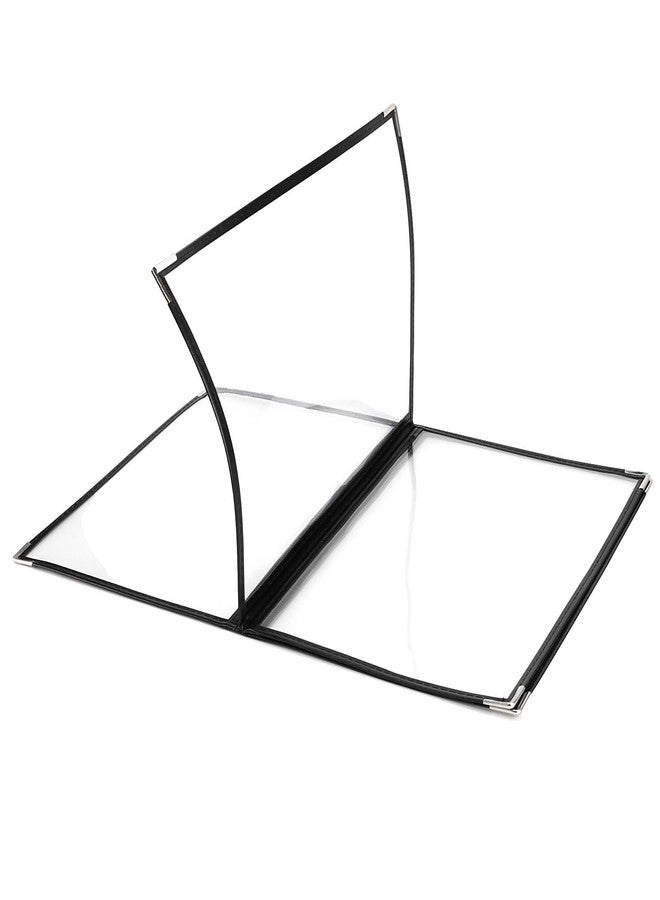 JAPCHET 4 Pack 8.5 X 11 Inch Menu Covers, Restaurant Menu Holder Covers 4 Page 8 View Menu Book Clear Plastic Menu Sleeves with Leather Edge Menu Covers for Restaurants, Hotels and Bars, A4 Size - Image 4