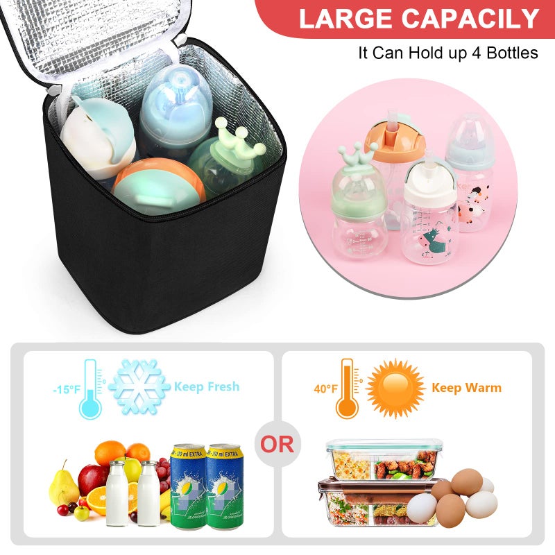 accmor حقيبة تبريد حليب الأم من أكمور، حقائب تبريد زجاجات الأطفال، حقائب عازلة للتنقل، تتسع لـ 4 زجاجات كبيرة سعة 8 أونصات، للأمهات المرضعات والسفر إلى دور الرعاية - Image 2