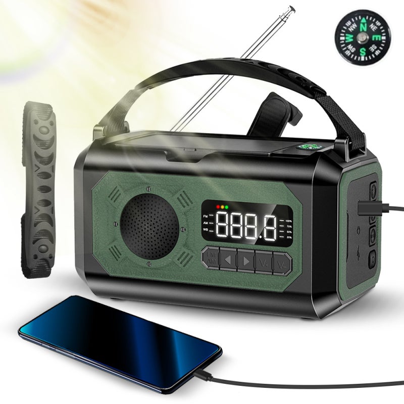 Emergency Crank Weather Radio with NOAA Weather Alert 12000mAh Solar Hand Crank Portable AM/FM/WB Radio with 3 Modes Flashlight / Reading Lamp / Cell Phone Charger / SOS / Headphone Jack / Compass - Image 2