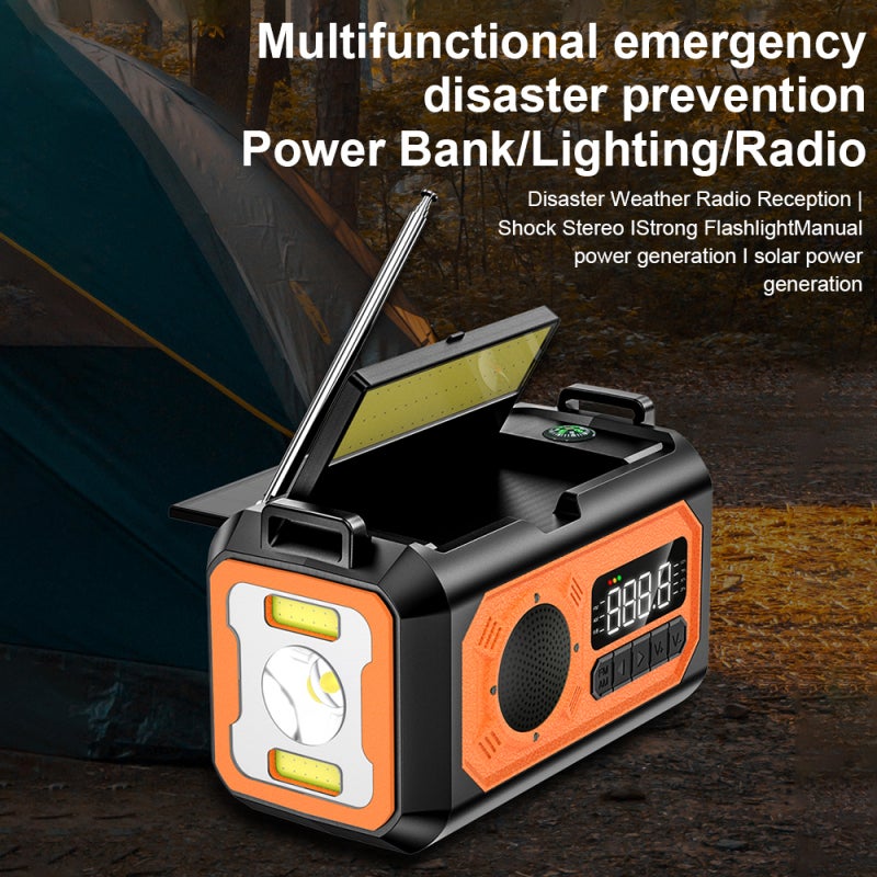Emergency Crank Weather Radio with NOAA Weather Alert 12000mAh Solar Hand Crank Portable AM/FM/WB Radio with 3 Modes Flashlight / Reading Lamp / Cell Phone Charger / SOS / Headphone Jack / Compass - Image 3