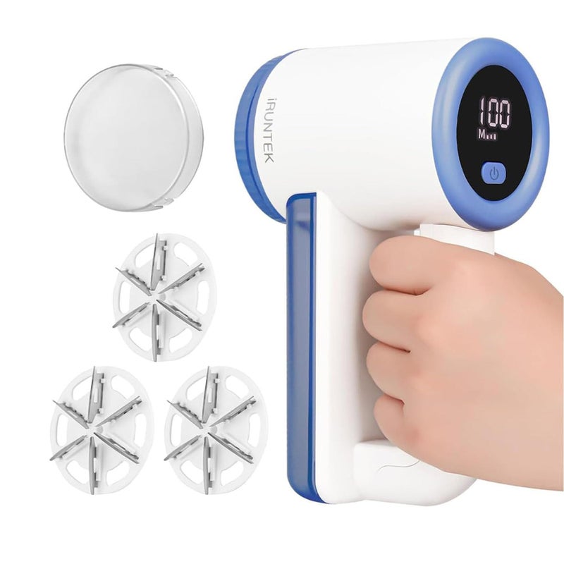 iRUNTEK iRUNTEK Rechargeable Fabric Shaver  Lint Remover3Speed Lint Shaver with LED Display  Large Lint BinSweater Shaver with TypeC Fast ChargingRemoves Fuzz  Pills from Clothes Furniture  Blue