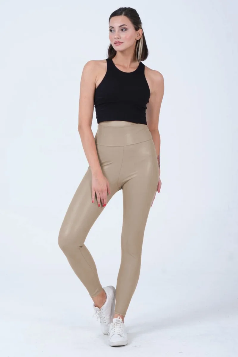 Hepsine Rakip Rivaling All Women's Leather Leggings with Raised High Waist, Comfortable and Flexible