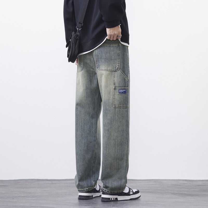 Retro Washed Boys' Wide-Leg Jeans Loose Straight 2025 Four-Season American Fashion Brand Men'S Casual Long Pants - Image 1