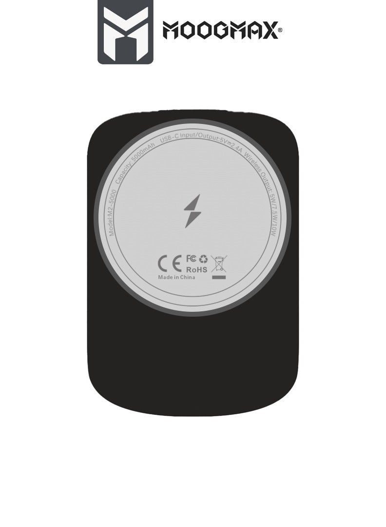 MOOGMAX 5000mAh portable power bank. Compact, high-performance portable battery. Wireless portable magsafe power bank. 12W fast wireless power bank. portable charger can be carried on planes, ships, and trains. magnetic power bank with a Type-C port. Powerful powerbank from MoogMax. - Image 2