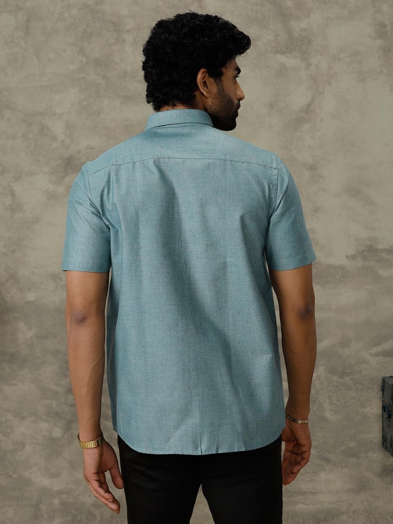 RAMRAJ COTTON Mens Half Sleeve Shirt Pine Green Trendy 8 YH5 - Image 3