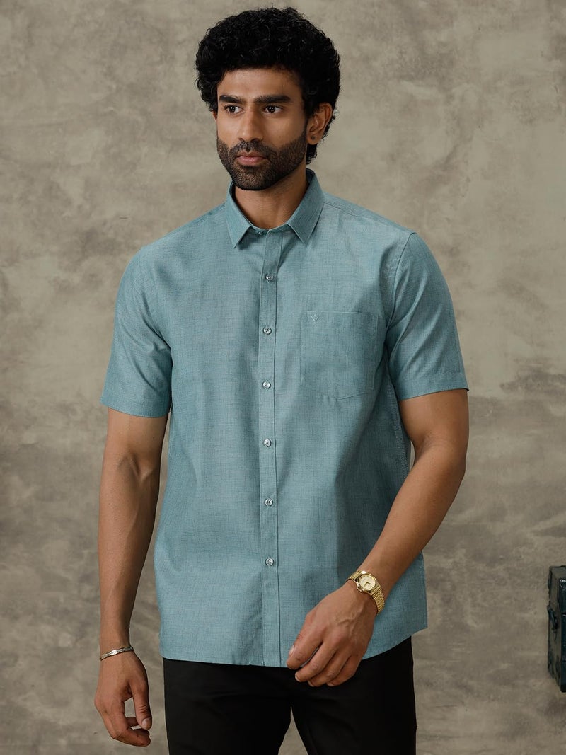 RAMRAJ COTTON Mens Half Sleeve Shirt Pine Green Trendy 8 YH5 - Image 2