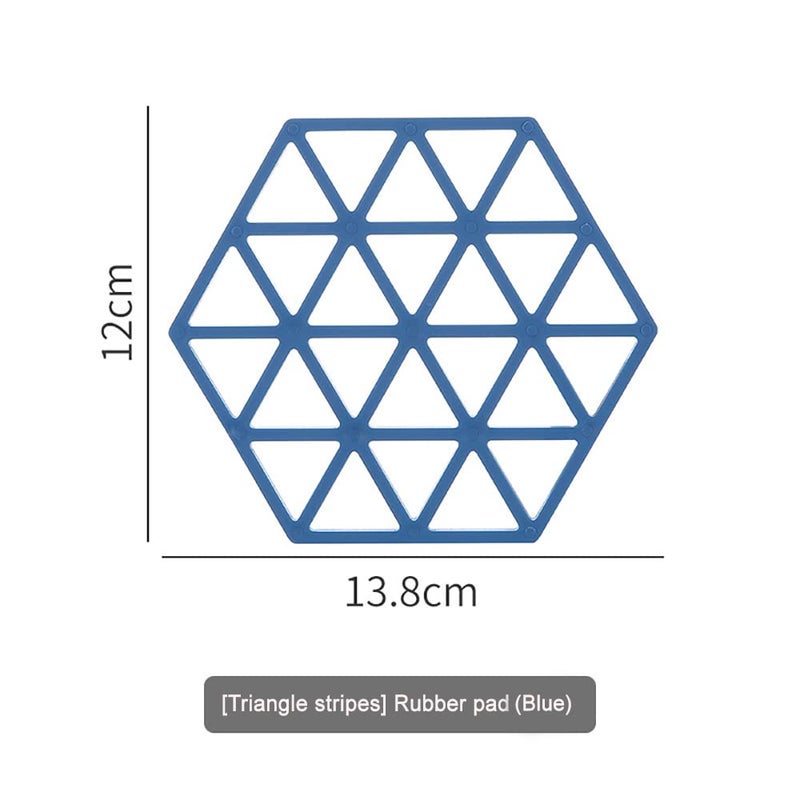 SYGA Silicone Table Mat, 6 Pack Trivet Heat-Insulated Mats Waterproof and Oil-Proof Coaster Placemat for Dining Office Kitchen Triangle - Blue - Image 4