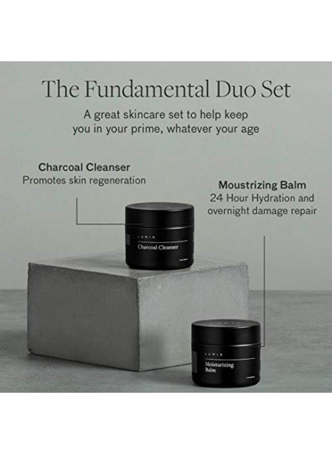 LUMIN - The Fundamental Duo Set for Men: 2 Piece Kit to Cleanse, Hydrate, and Moisturize Your Skin - Includes Moisturizing Balm and Charcoal Cleanser - Achieve Your Best Look with Lumin - Image 1