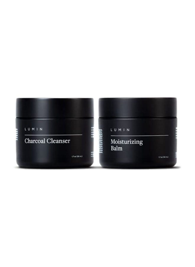 LUMIN - The Fundamental Duo Set for Men: 2 Piece Kit to Cleanse, Hydrate, and Moisturize Your Skin - Includes Moisturizing Balm and Charcoal Cleanser - Achieve Your Best Look with Lumin - Image 1