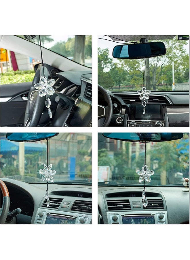GRKC Car Pendant Crystal Flower Rear View Mirror Hanging Ornament Lucky Car Decoration and Transparent Home Decor with Gift Box  - Image 3