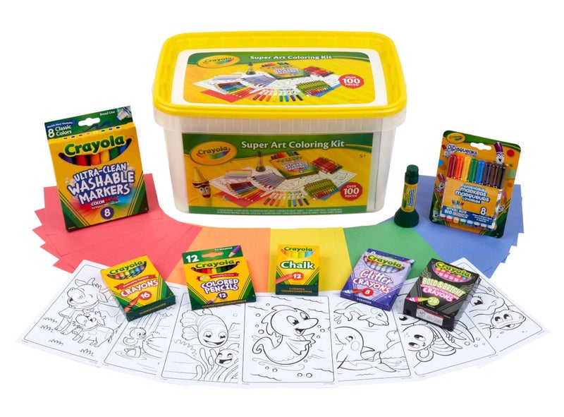 Crayola Super Art Coloring Kit (100+ Pcs), Bulk Stocking Stuffers, Holiday & Christmas Gifts for Kids, Arts & Crafts Supplies Set, Ages 4, 5, 6 [Amazon Exclusive] - Image 1