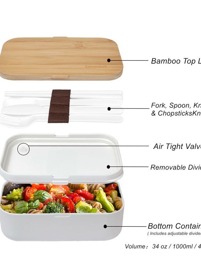 invvni Bento Box Adult Lunch Box Containers - Japanese, Natural Bamboo Lid, Microwave safe, Dishwasher Safe, Small, Bpa free, Women, Cutlery & Chopsticks - Image 3