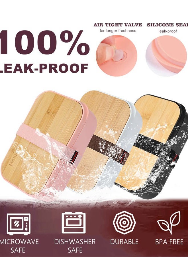 invvni Bento Box Adult Lunch Box Containers - Japanese, Natural Bamboo Lid, Microwave safe, Dishwasher Safe, Small, Bpa free, Women, Cutlery & Chopsticks - Image 2