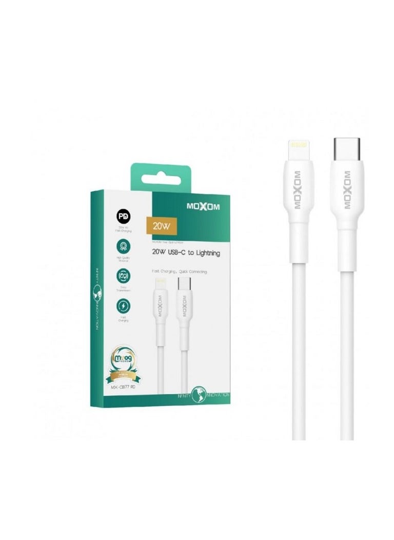 MOXOM - MOXOM Fast Charging PD 20W Lightning to USB Type C Charger for Mobile Data Cable Cable CB77PD - Image 1