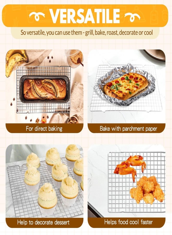 HOHOM 2 PCS Cooling Racks for Cooking and Baking, 16x10 Inches Stainless Steel Cooling Rack, Sheet Pan with Wire Rack for Baking Sheet, Bacon Rack Oven Safe Fits Jelly Roll Sheet Pan - Image 3