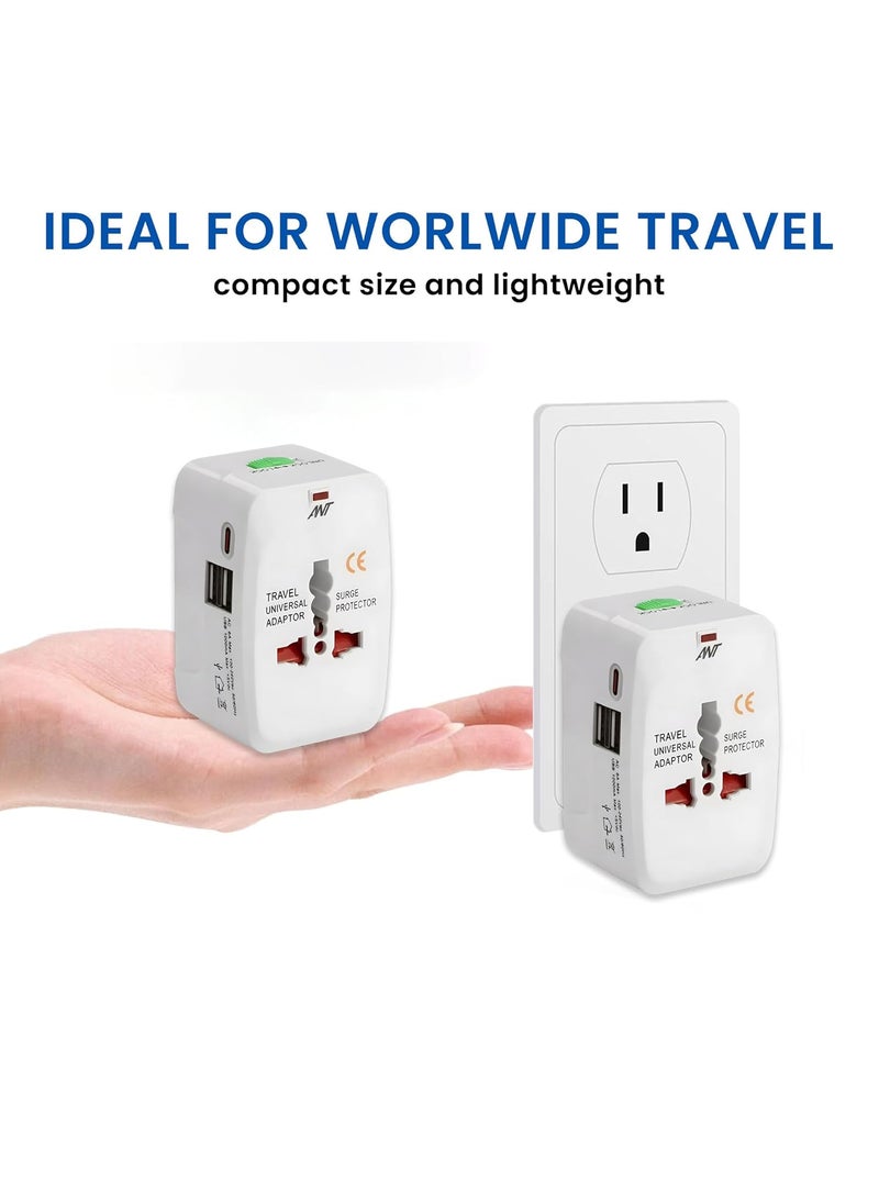 Ant PC ANT Amigo 201 International Travel Adapter with USB A and Type C Slot Universal All in one Worldwide Travel Adaptor Wall Charger AC Power Plug Adapter USBC Charging Ports White  - Image 5