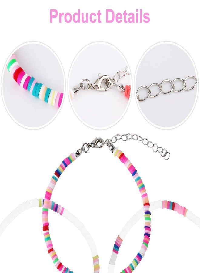 KINBOM 2pcs Bohemian Anklet, Soft Pottery Flat Bead Anklets Bracelets Stylish Colorful Ankle Bracelets String Foot Chain for Women(White, Colored) - Image 4