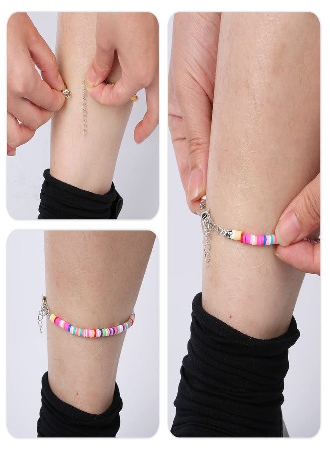 KINBOM 2pcs Bohemian Anklet, Soft Pottery Flat Bead Anklets Bracelets Stylish Colorful Ankle Bracelets String Foot Chain for Women(White, Colored) - Image 5