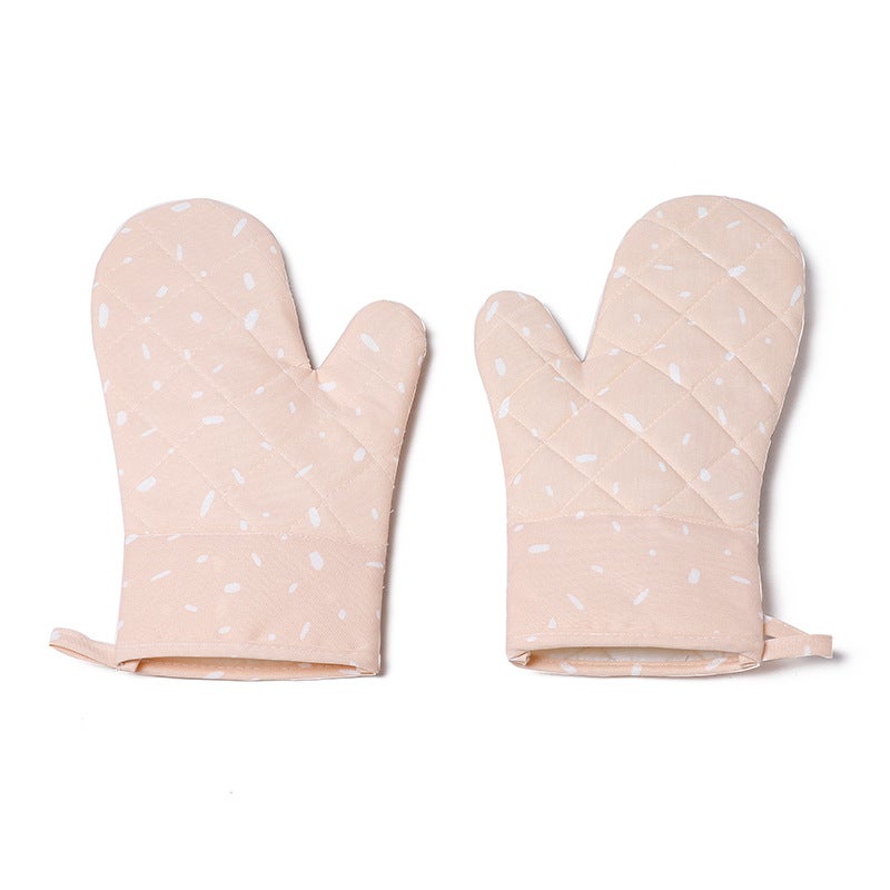 Thick Silicone Oven Mitts Heat Resistant Baking Gloves Apricot pink Apricot pink