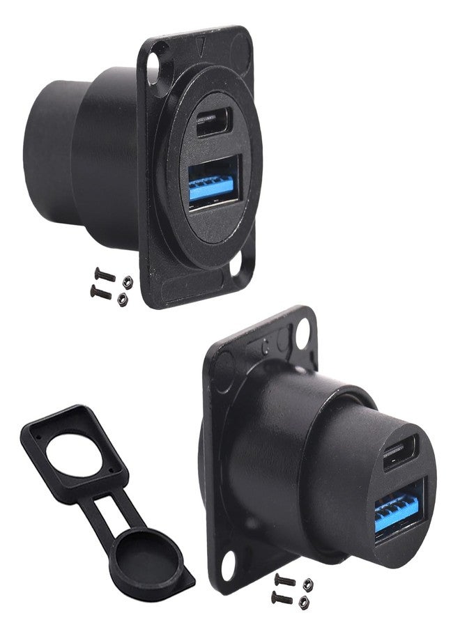 PENGLIN محول لوحة تثبيت USB مزدوج من PENGLIN (قطعتان)، موصل USB-C 3.1 وUSB 3.0 أنثى إلى أنثى، مقبس USB A وType C للتوصيل المباشر، للاستخدام في السيارة/المنزل/الصناعة - Image 1