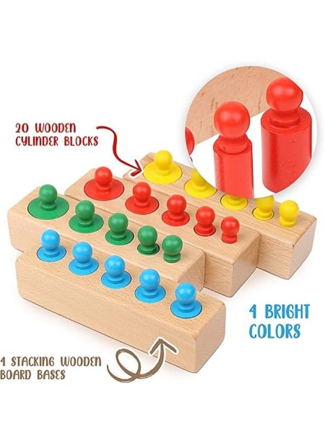 Educational Stacking Blocks for Kids, Montessori Wooden Barrels, Best Sensory Learning Gifts for Toddlers Girls Boys - Image 2