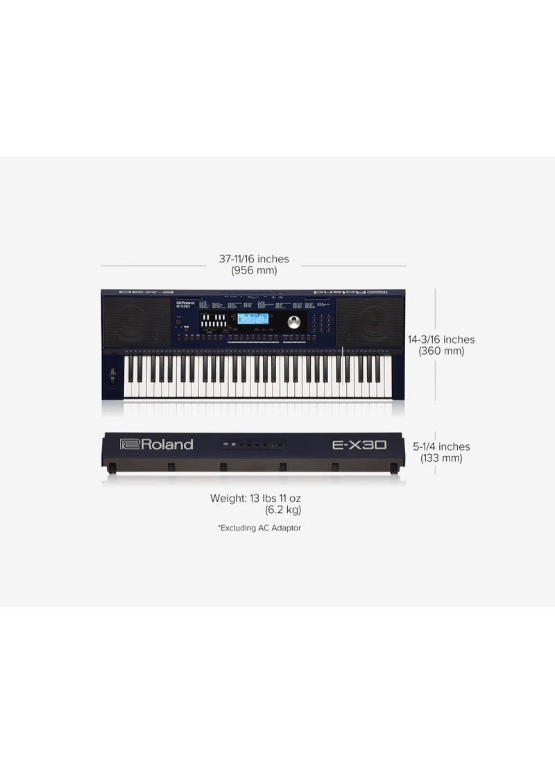 Roland E-X30 61-Key Arranger Keyboard – 256-Voice Polyphony, 433+ Tones, 347 Styles, MP3 Playback, and USB Connectivity  - Image 2
