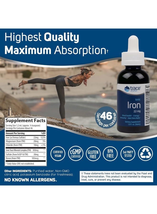 Trace Minerals Ionic Iron 22 mg - Dietary Supplement to Support Immune System Health & Energy - Liquid Ionic Trace Mineral Supplement with Ferrous Sulfate - 1.9 fl oz (About 46 Servings) - Image 2